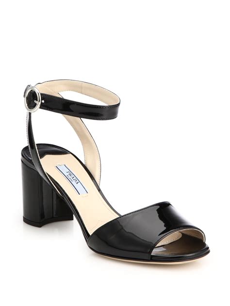 prada patent sandals|prada block heel sandals.